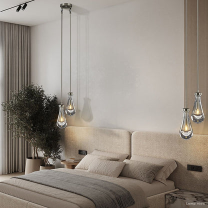 Rain Falling Glass Round Chandelier 5"
