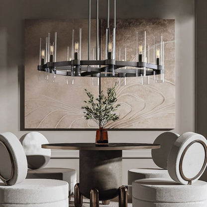 Ravelle Clear Glass Round Chandelier 48"