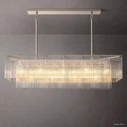 Amadeo Slender Crystal Rectangular Chandelier 54"