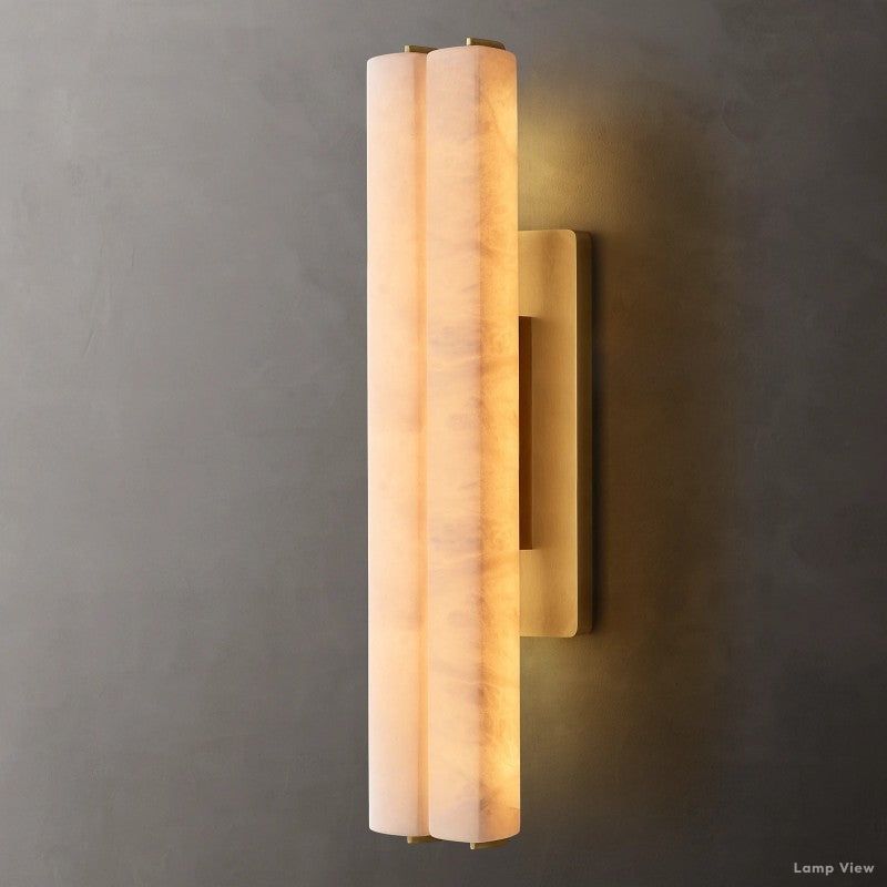 Audubon Vertical Alabaster Double Wall Sconce