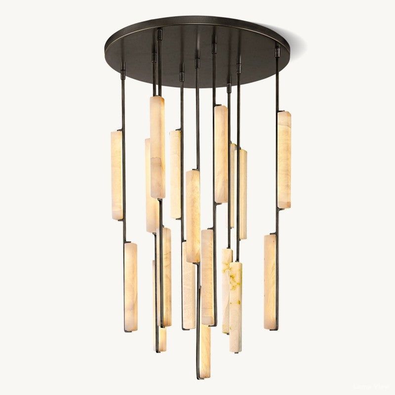 Audubon Vertical Alabaster Round Chandelier 40"
