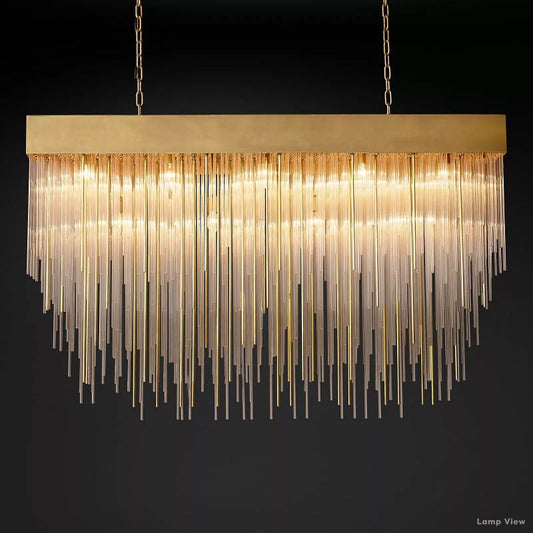 Cascada Tube Crystal Rectangular Chandelier 54"