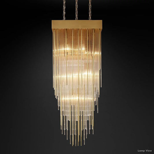 Cascada Tube Crystal Square Chandelier 21"
