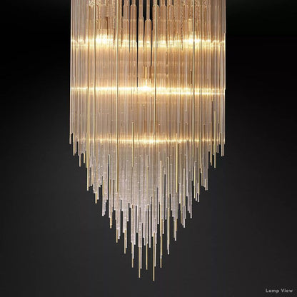 Cascada Tube Crystal Square Chandelier 30"