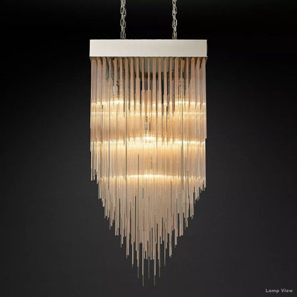 Cascada Tube Crystal Square Chandelier 30"