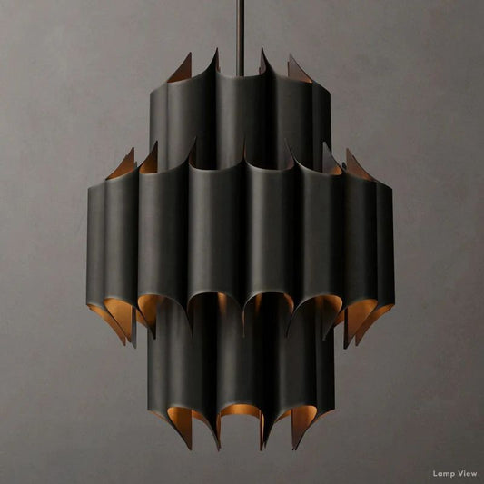Cathedral Ribbon Metal Round Chandelier 24"