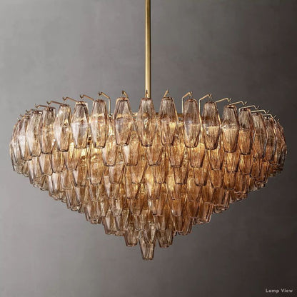 Chiara Lustrous Glass Tiered Round Chandelier 37"