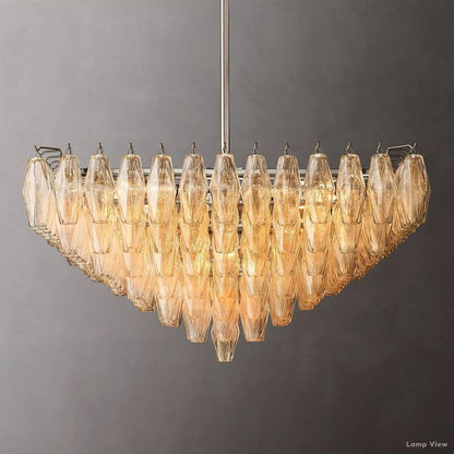 Chiara Lustrous Glass Square Chandelier 32"