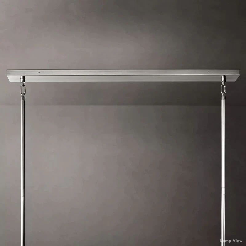 Chiara Lustrous Glass Tiered Rectangular Chandelier 74"