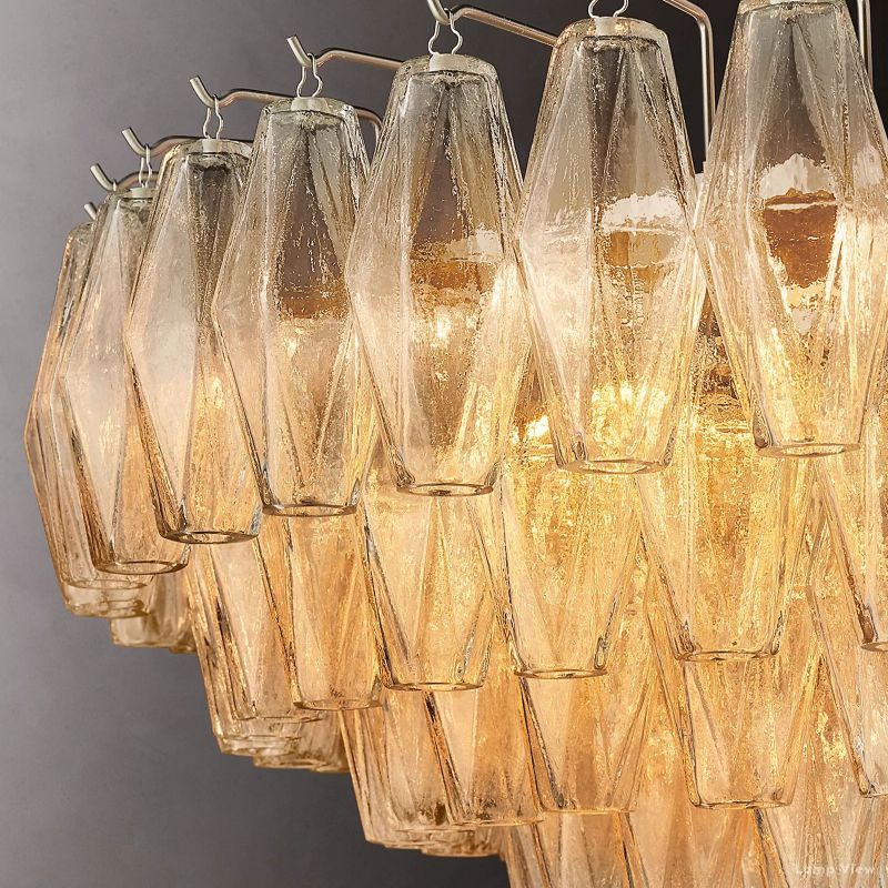 Chiara Lustrous Glass Tiered Round Chandelier 37"