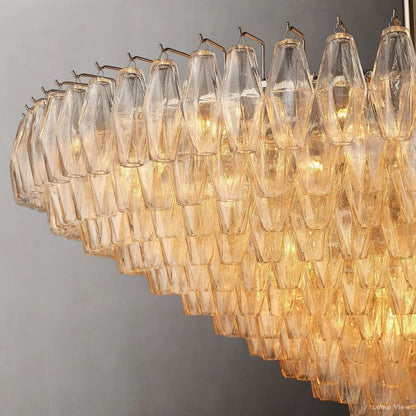 Chiara Lustrous Glass Tiered Round Chandelier 62"