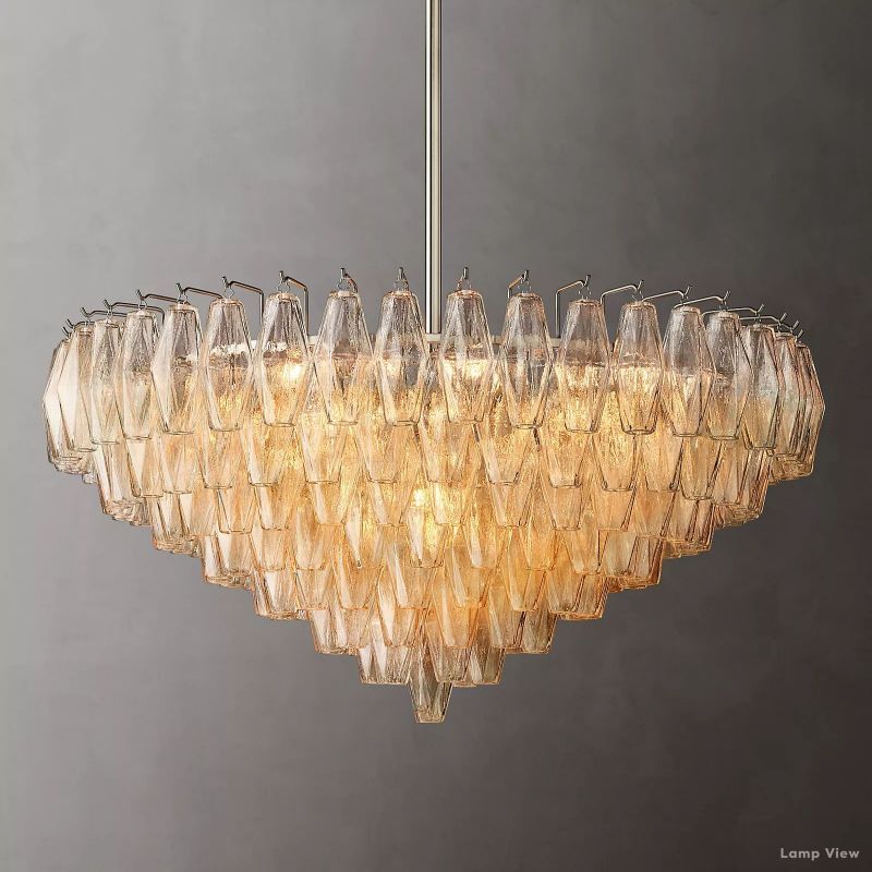 Chiara Lustrous Glass Tiered Round Chandelier 37"