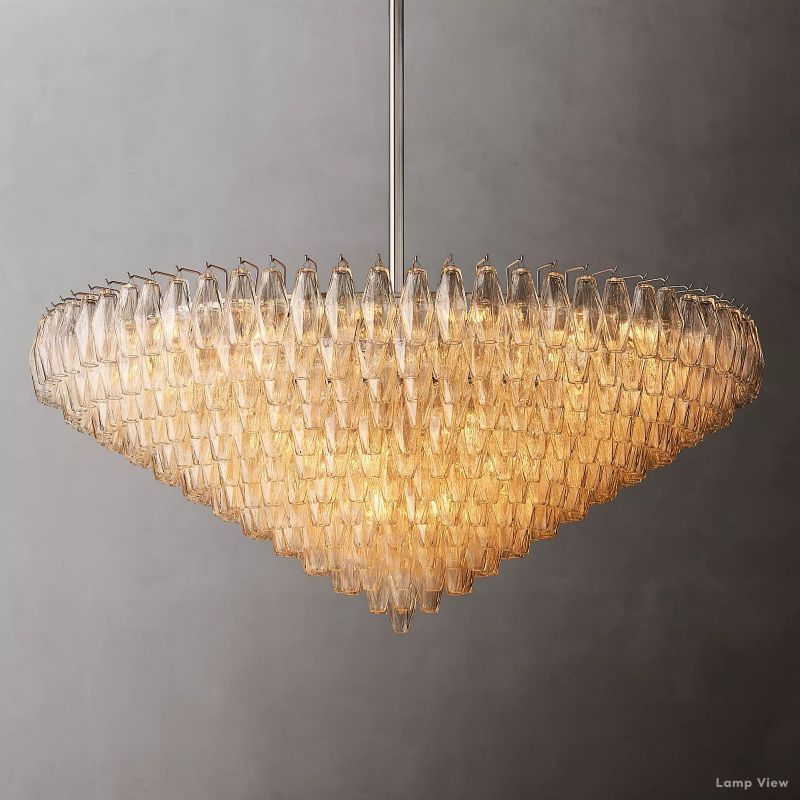 Chiara Lustrous Glass Tiered Round Chandelier 62"