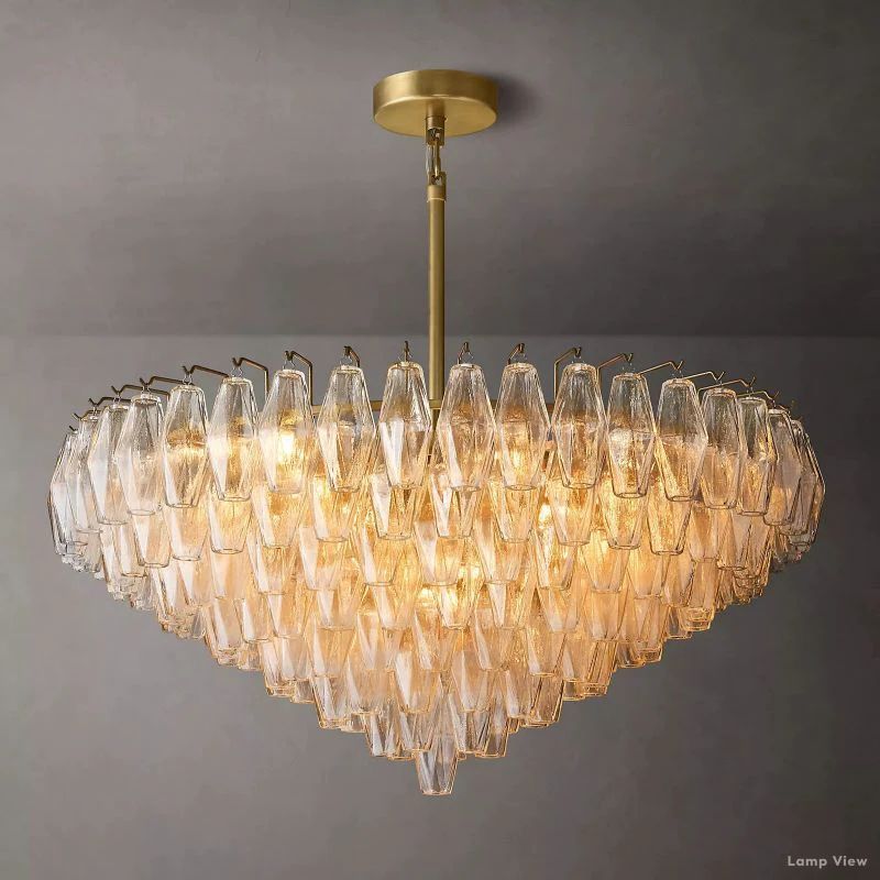 Chiara Lustrous Glass Tiered Round Chandelier 37"