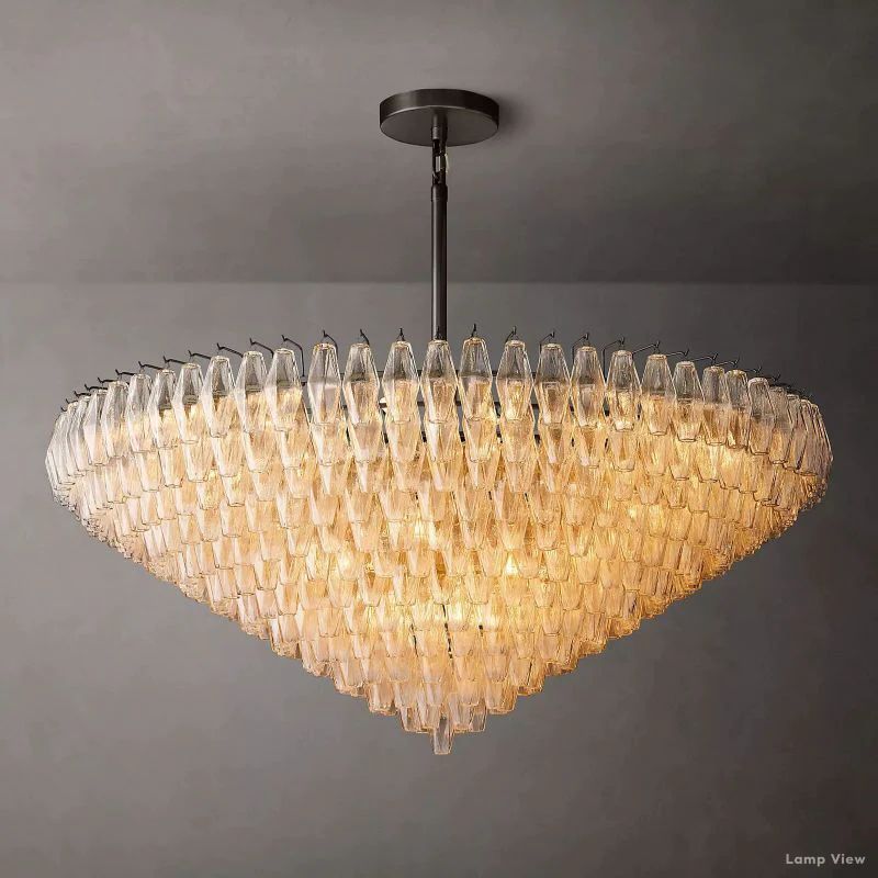 Chiara Lustrous Glass Tiered Round Chandelier 62"