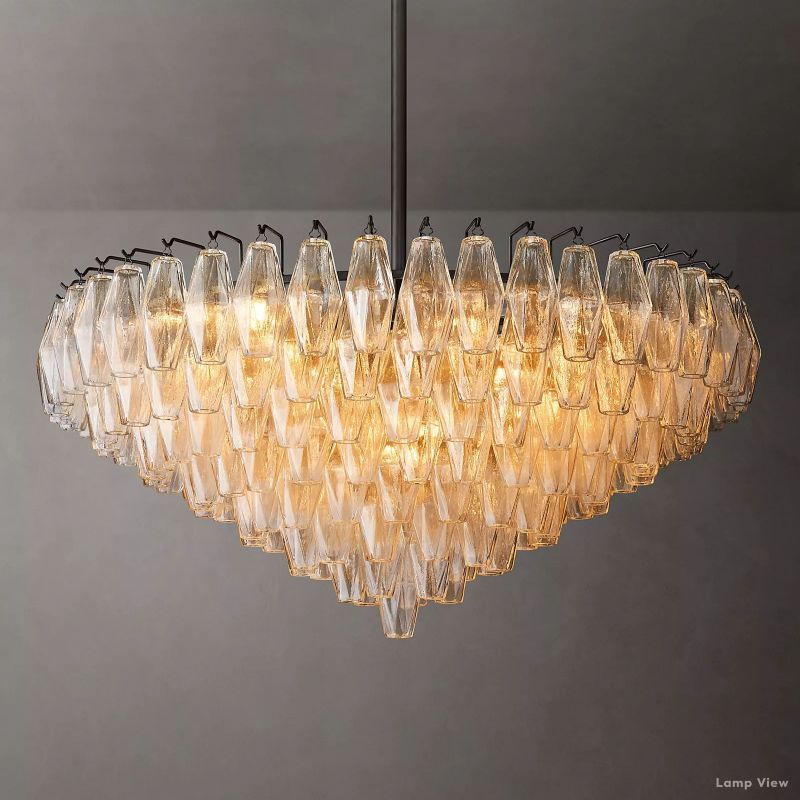 Chiara Lustrous Glass Tiered Round Chandelier 37"