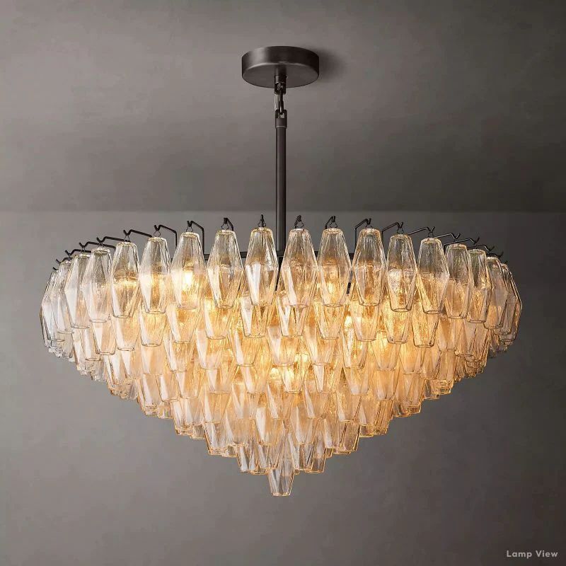 Chiara Lustrous Glass Tiered Round Chandelier 37"