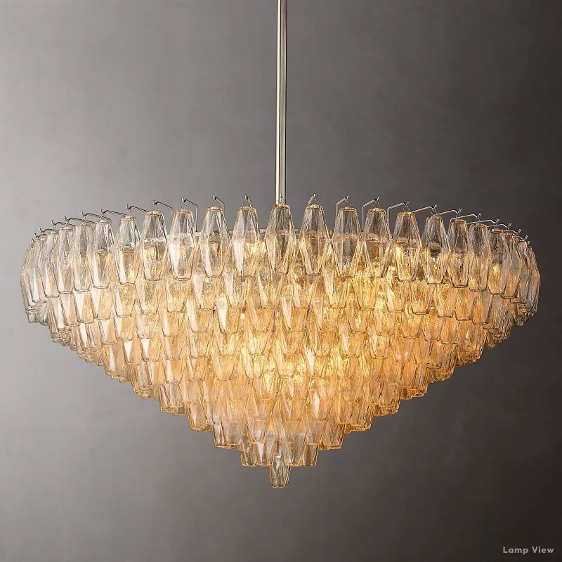 Chiara Lustrous Glass Tiered Round Chandelier 47"