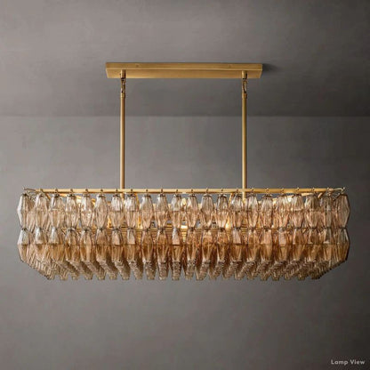 Chiara Lustrous Glass Rectangular Chandelier 54"