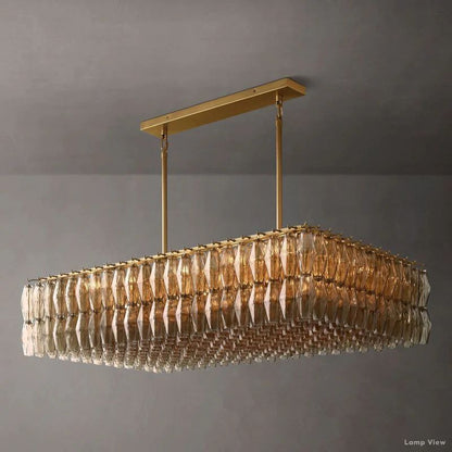 Chiara Lustrous Glass Rectangular Chandelier 54"