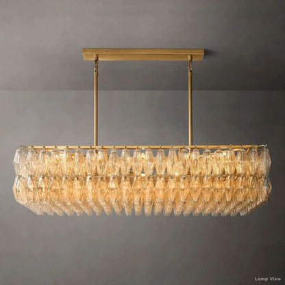Chiara Lustrous Glass Rectangular Chandelier 54"