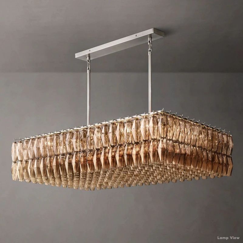 Chiara Lustrous Glass Rectangular Chandelier 54"