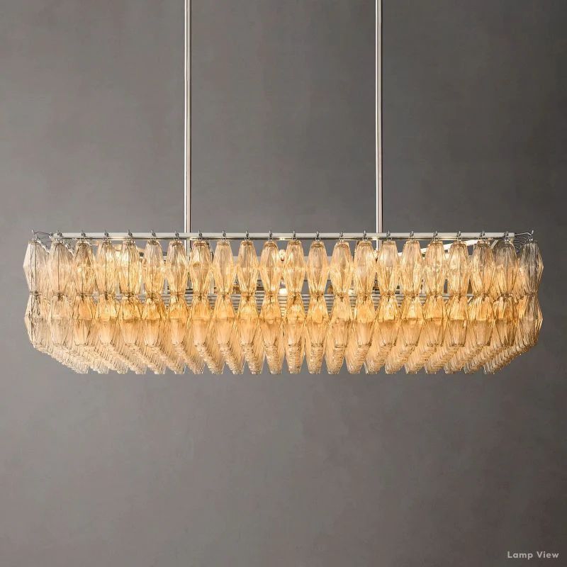 Chiara Lustrous Glass Rectangular Chandelier 54"