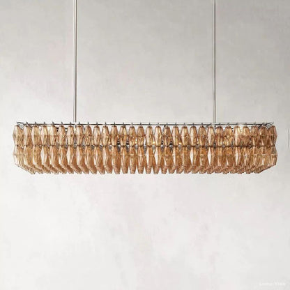 Chiara Lustrous Glass Rectangular Chandelier 74"