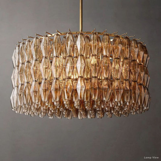 Chiara Lustrous Glass Round Chandelier 37"