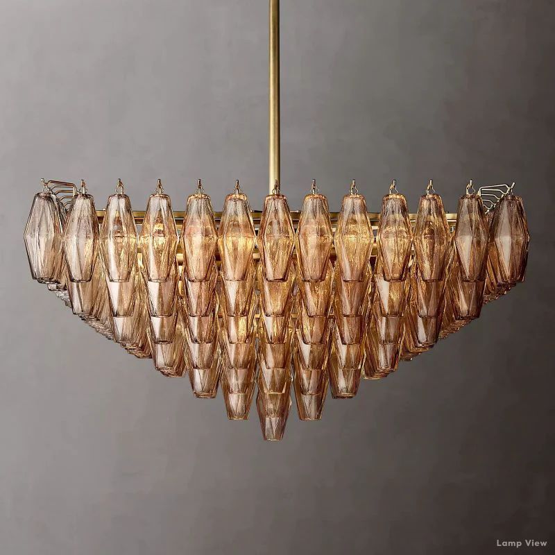 Chiara Lustrous Glass Square Chandelier 32"