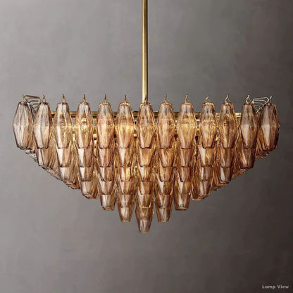 Chiara Lustrous Glass Square Chandelier 32"