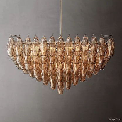 Chiara Lustrous Glass Square Chandelier 32"