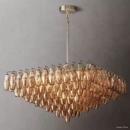 Chiara Lustrous Glass Square Chandelier 32"