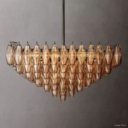 Chiara Lustrous Glass Square Chandelier 32"