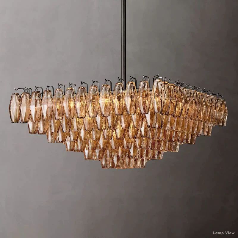Chiara Lustrous Glass Square Chandelier 32"