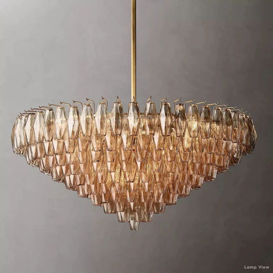 Chiara Lustrous Glass Tiered Round Chandelier 47"