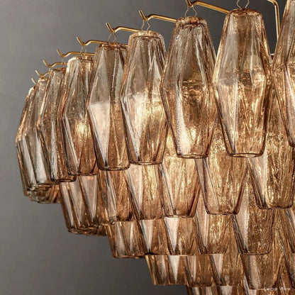 Chiara Lustrous Glass Tiered Round Chandelier 62"