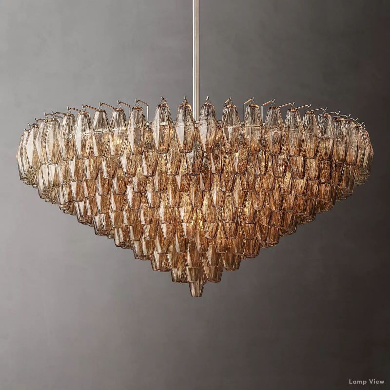 Chiara Lustrous Glass Tiered Round Chandelier 47"