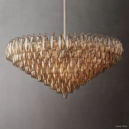 Chiara Lustrous Glass Tiered Round Chandelier 47"