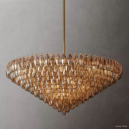 Chiara Lustrous Glass Tiered Round Chandelier 62"
