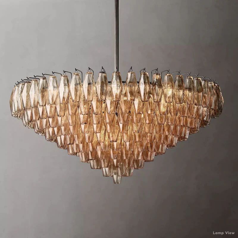 Chiara Lustrous Glass Tiered Round Chandelier 47"