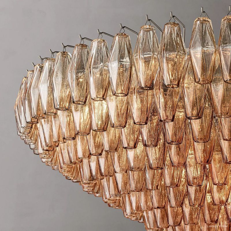 Chiara Lustrous Glass Tiered Round Chandelier 62"