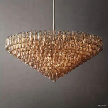 Chiara Lustrous Glass Tiered Round Chandelier 62"