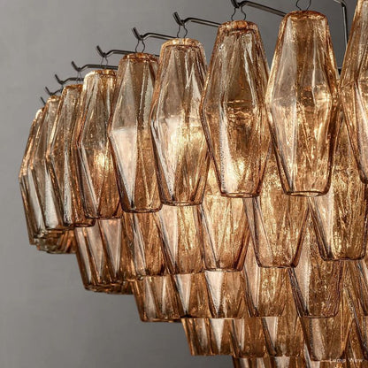 Chiara Lustrous Glass Tiered Round Chandelier 62"
