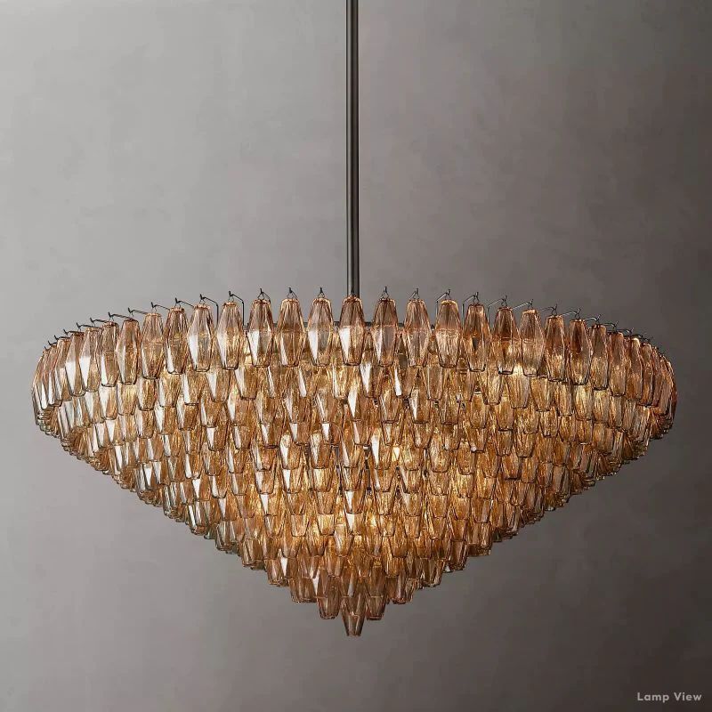 Chiara Lustrous Glass Tiered Round Chandelier 62"