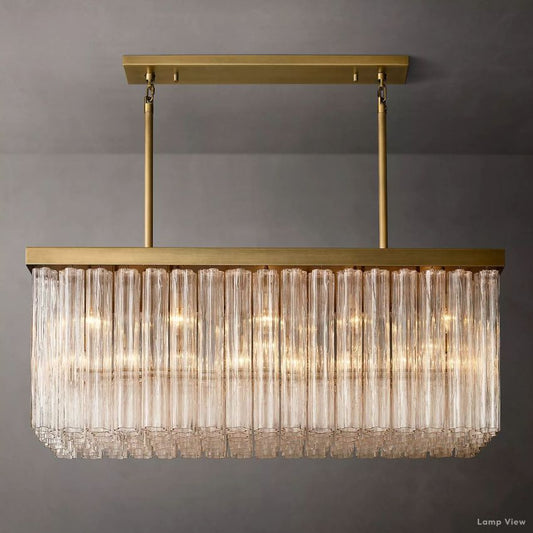 Cielo Ridged Glass Rectangle Chandelier 54"