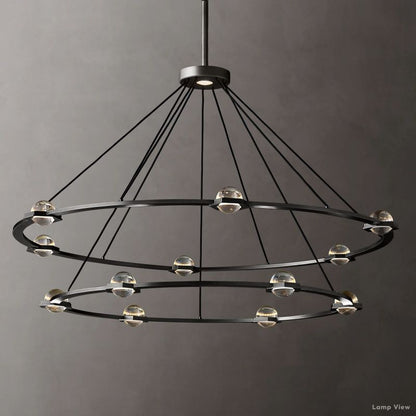 Eclatant Inset Crystal Two-Tier Round Chandelier 60"