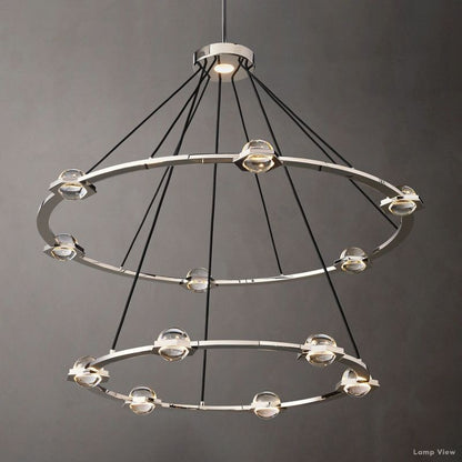 Eclatant Inset Crystal Two-Tier Round Chandelier 60"