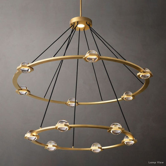 Eclatant Inset Crystal Two-Tier Round Chandelier 48"