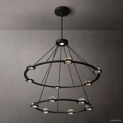 Eclatant Inset Crystal Two-Tier Round Chandelier 48"